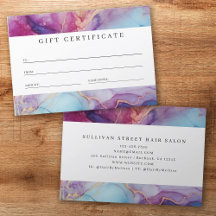 Luxe Marble Lila Teal Business Gift Certificate