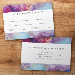 Luxe Marble Lila Teal Business Gift Certificate