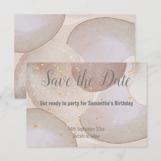 LUXE MARmor BUBBLA GULD Spara DATUM RSVP-KORT OSA Kort (Fram/baksida)