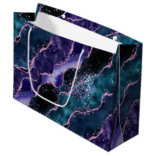 Luxe Marmor Kristall Lila Teal Glitter Agat