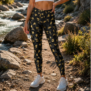 Luxe metalliskt guld och svart leopardtryck leggings