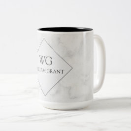 Luxe Minimalist chic vitmarmorMonogram Två-Tonad Mugg