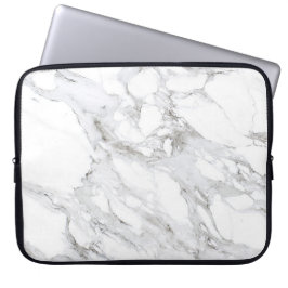 Luxe Minimalist White Marble Laptop Fodral