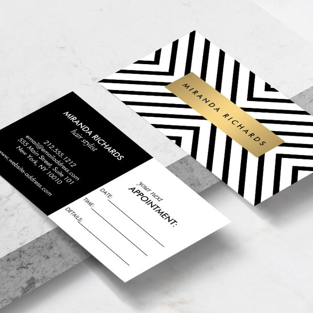 Luxe Mod Black and White Mönster-avtalskort Tidsbeställning Kort (Skapare uppladdad)