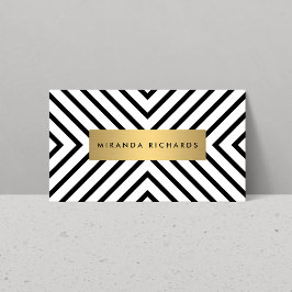 Luxe Mod Black and White Mönster med Guld Pub Visitkort
