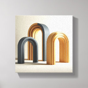 Luxe Modern 3D-valvbågar Konst - Minimalistisk Geo Canvastryck