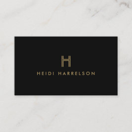 LUXE MODERN BLACK OCH GULD INITIAL MONOGRAM LOGOTY VISITKORT