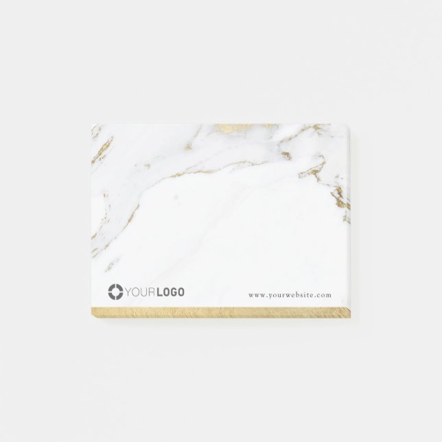 Luxe modern faux guld marble Company logotyp Post-it Block (Framsida)
