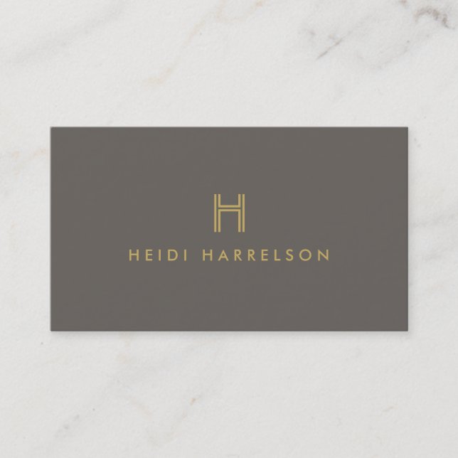 LUXE MODERN GULD och BAND INITIAL MONOGRAM LOGOTYP Visitkort (Framsida)