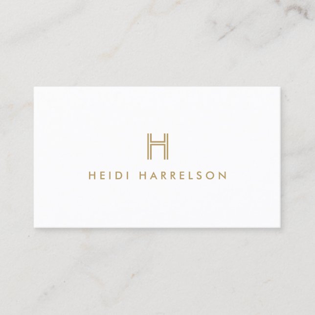 LUXE MODERN GULD och WHITE INITIAL MONOGRAM LOGOTY Visitkort (Framsida)