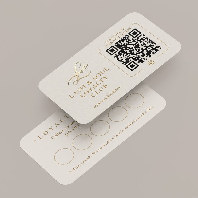 Luxe Modern Lash Tech Sand Belöningskort för lojal Visitkort (Luxe Modern Lash Tech Sand Rewards Loyalty Card
)