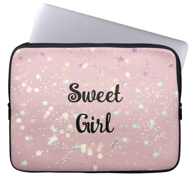 Luxe modern romantinisk flicka laptop fodral (Framsidan)