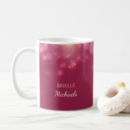 Luxe Mörk Rosa Glamor Bokeh Sparkles med Namn Kaffemugg