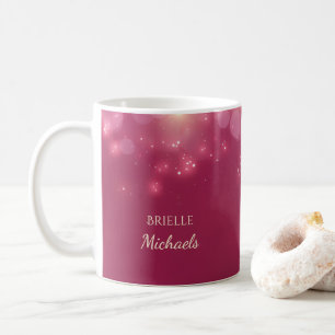 Luxe Mörk Rosa Glamor Bokeh Sparkles med Namn Kaffemugg