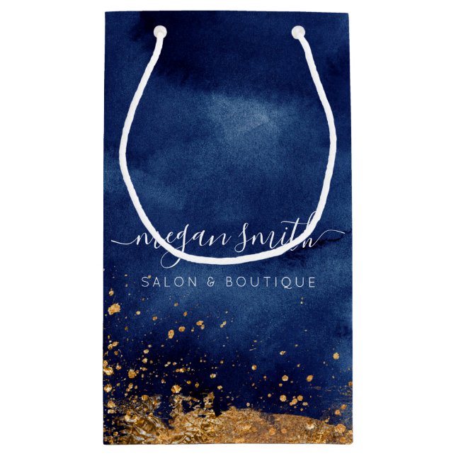 Luxe Navy Blue Guld Shopping bag Gift Bag (Baksidan)