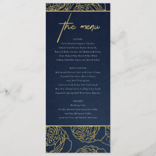 LUXE NAVY FAUX GULD KRAFT ELEGANT RO BLOMMIGT MENU MENY