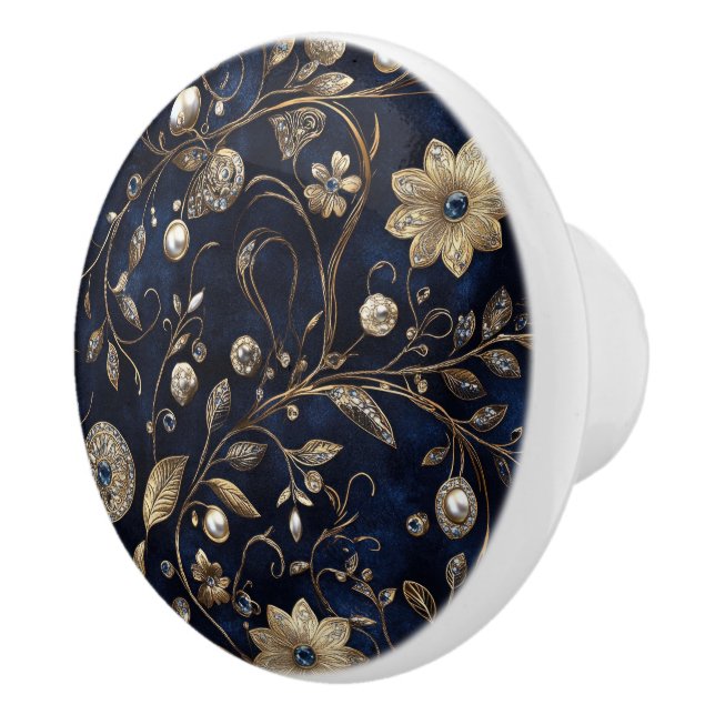 Luxe Navy Guld Blommig Knopp (Höger)