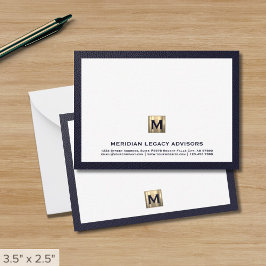 Luxe Navy Guld Business Note-kort Anteckningskort