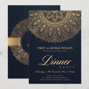 LUXE NAVY GULD CLASSIC ORNATE MANDALA DINNER PARTY INBJUDNINGAR