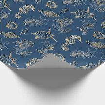 Luxe Navy Guld Coastal Chic Havsliv Skiss
