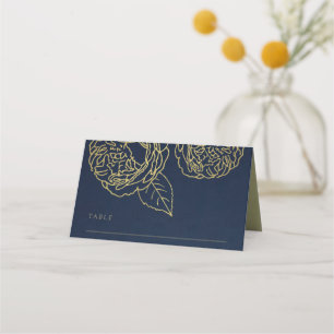 LUXE NAVY GULD KRAFT ELEGANT RO BLOMMIGT BRÖLLOP PLACERINGSKORT