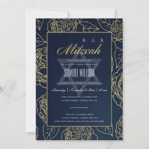 LUXE NAVY GULD RO BLOMMIGT FLADDERMUS PUB MITZVAH TACK KORT