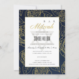 LUXE NAVY GULD RO BLOMMIGT FLADDERMUS PUB MITZVAH  TACK KORT