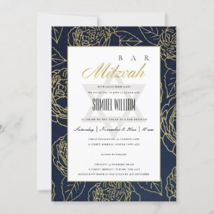 LUXE NAVY GULD RO BLOMMIGT FLADDERMUS PUB MITZVAH TACK KORT