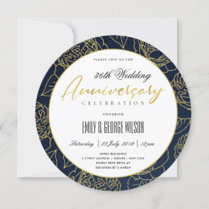 LUXE NAVY GULD RO BLOMMIGT VARJE ÅR INBJUDNINGAR