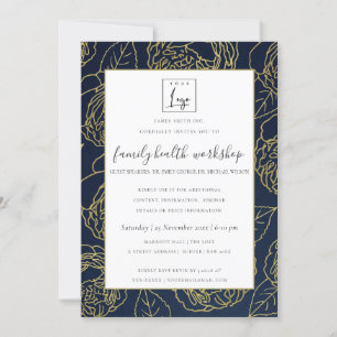LUXE NAVY GULD VIT ROS BLOMMIGT WORKSHOP EVENT INBJUDNINGAR