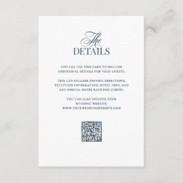 Luxe Navyblå | QR-kod Detaljer om bröllopsgäst Tilläggskort