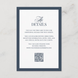 Luxe Navyblå | QR-kod för information om bröllopsg Tilläggskort