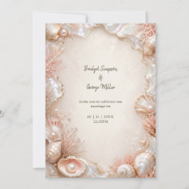 Luxe pärl mussla bröllop glamour Romantik Inbjudningar