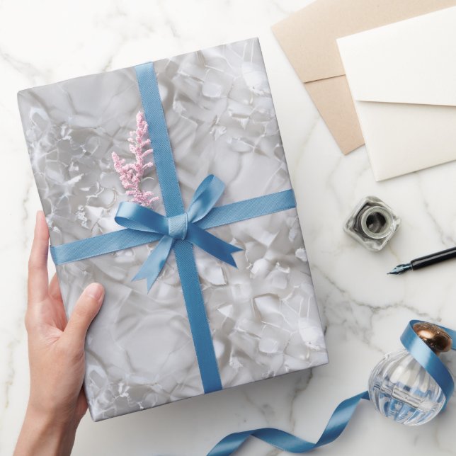 Luxe Pearl Silver Shine Frost Abstract Pattern Presentpapper (Gifting)