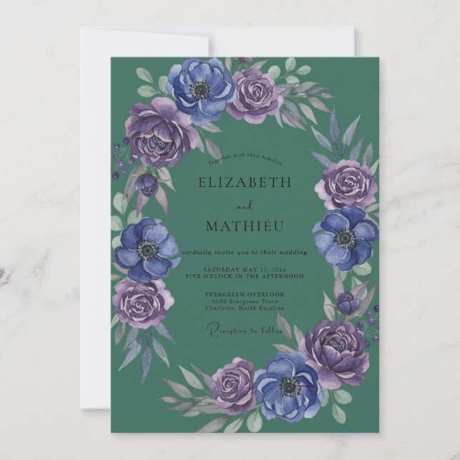 Luxe Periwinkle Violett Målad Bröllop Inbjudningar (Framsida)