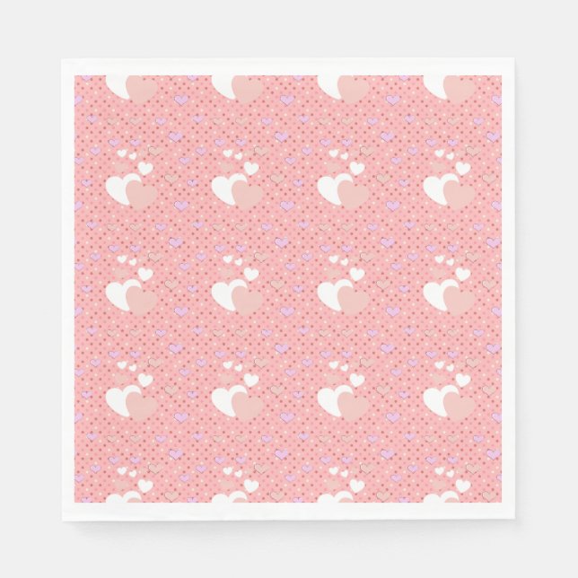 Luxe pink hearts vibrant romantic wallpaper pappersservett (Framsidan)