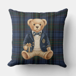 Luxe Preppy Plaid Teddy Bear Kudde