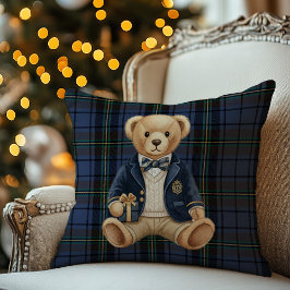 Luxe Preppy Plaid Teddy Bear Kudde