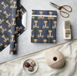 Luxe Preppy Rutig Teddybjörn Presentpapper