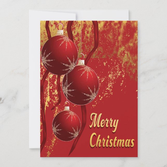 Luxe red and gold Christmas Ornaments  Julkort (Framsida)