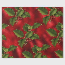 Luxe Red Faux Foil, Grönt Holly, Red Berries