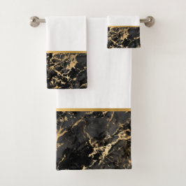 LUXE RETRO MARBLE BLACK GULD BATHROOM SET