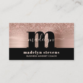 Luxe Ro Guld Glitter Metallic Monogram Logotyp Visitkort