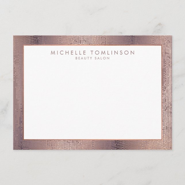 Luxe Ro Guld Konfetti Rain Mönster Flat Notecard Anteckningskort (Framsida)