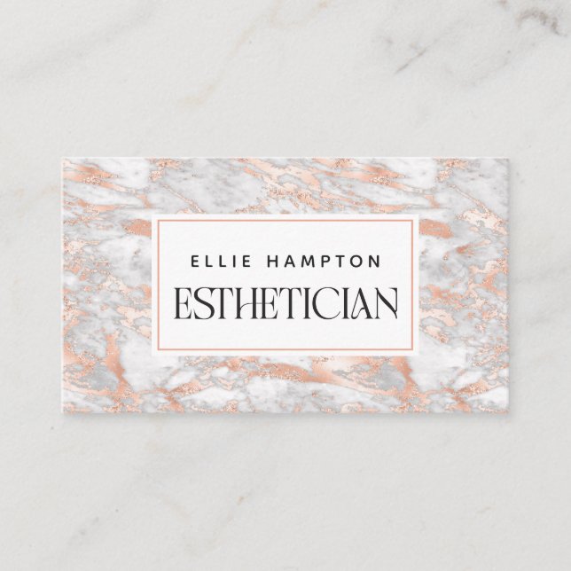 Luxe Ro Guld Rosa Marble Beauty Esthetician  Visitkort (Framsida)