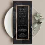 Luxe ro svart guld vintage botaniska bröllop meny<br><div class="desc">Bold faux gilded guld ram omgiven av botaniska blommigtar i vintage i subtle Black and grått,  elegant and lyxury. för modern klassisk bröllop,  vintage bröllop och lyx. Visa alla matchande delar i samlingen.</div>