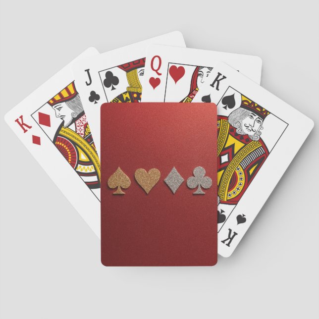 Luxe röda guldsilverkortlek casinokort (Baksidan)