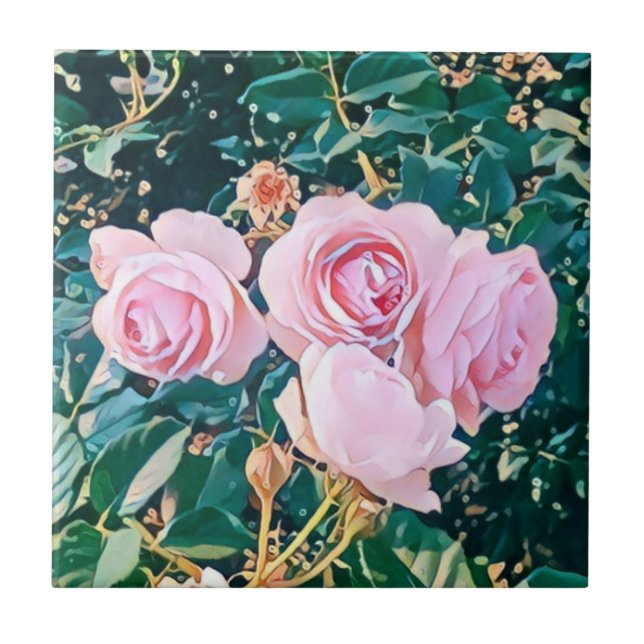 luxe romantic flowers botanical wallpaper kakelplatta (Framsidan)