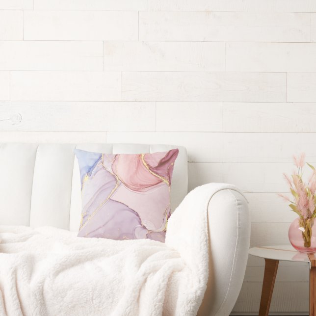 LUXE ROSA BLUE ABSTRAKT MARBLE LOOK CUSHION KUDDE (Soffa)