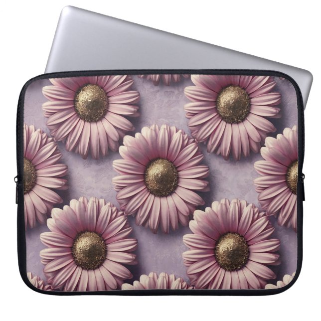 Luxe Rosa Daisys bärbar dator Fodral (Framsidan)